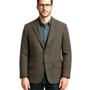 Levis 40L Vintage 70s Western Tweed Blazer 2 Button Herringbone Jacket Gray